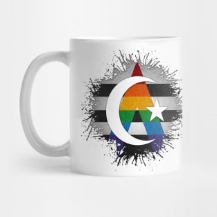 Paint Splatter LGBT Ally Pride Flag Star and Crescent Symbol Mug